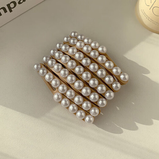 New type of pearl folding headband for women to wash their face and press their hair. Internet celebrity high skull broken hair artifact portable hair accessory. Pearl folding headband black 1 piece