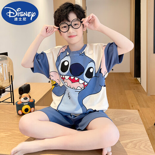 
Disney boy pajamas children summer thin pure cotton short-sleeved suit medium-sized children 12-year-old boy fashionable summer home clothes 695 [Cotton] 165 S size recommended 140-150 cm weight