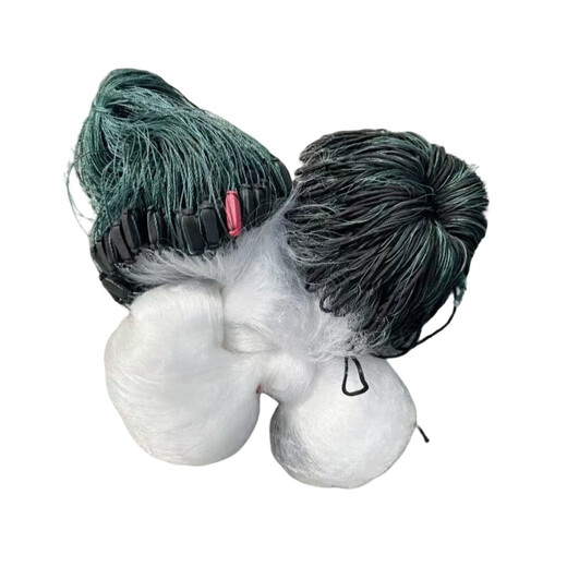 Imported silk fishing net sticky net three-layer sunken net rope wrapped with pendants white silk silk net weighted non-tangled net rope pendant fishing net hanging net 1.5 meters high 50 meters long 2.5 fingers 0.11 white silk wrapped pendant three-layer sunken net