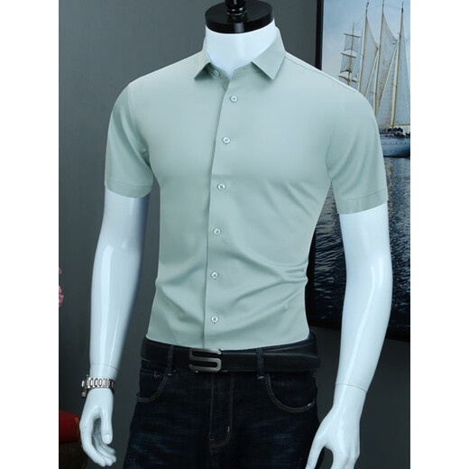 Gy Youngorhanp Yager Herren Kurzärmel-Shirt 2025 Neuer Sinn für neue Stil Nicht-Soled Anti-Falten Business Casual High-End-Sommer halb Ärmel Schwarz PL6167D S 38