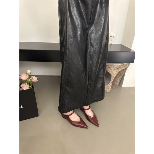 S.Sofea French Baotou Point Sandals Chaussures pour femmes 2025 Spring and Summer Temperament Single Shoes 010-9904 Black 35