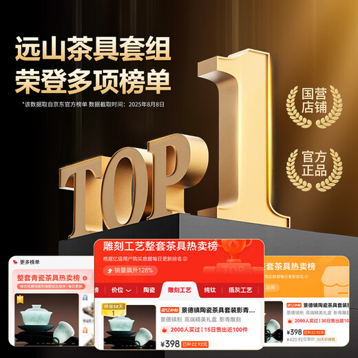 Jingdezhen ceramic Yingqing tea set high-end gift Chinese Kung Fu white porcelain tea bowl complete set gift for elders high-end tea gift Yuanshan tea set-Yingqing 8 pieces