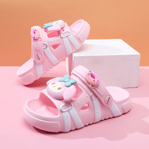 Tibetan beauty era children's sandals girls slippers 2025 summer new non-slip soft bottom sandals girls baby beach shoes pink Melody size 32-33