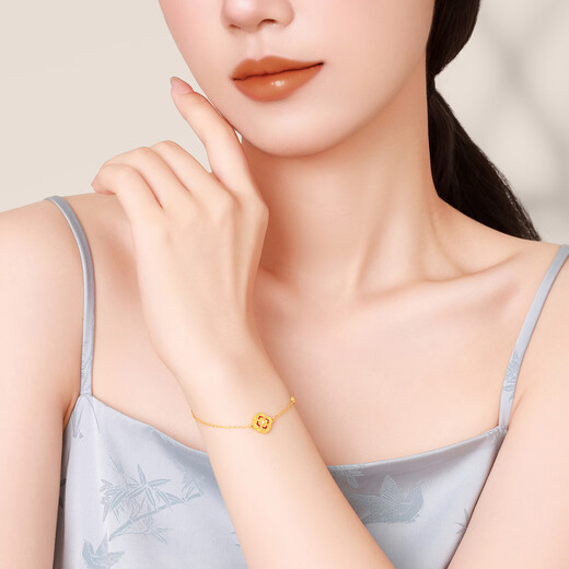 Chao Acer four-leaf clover 18K gold diamond chalcedony bracelet women's gold jewelry high-end light luxury birthday gift for girlfriend, chain length about 16cm + tail chain