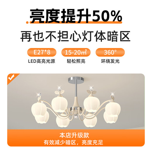 Sanxiong Aurora Creme Style Wohnzimmer Kronleuchter Haus Atmosphäre Einfache moderne französische Highlight Volles Spektrum Augenschutz Restaurant Hauptbeleuchtung CX967 + 10 Kopffarbe