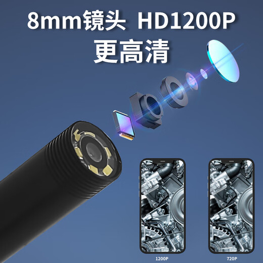 XMSJ endoscope industrial-grade high-definition 360-degree rotating camera waterproof mobile phone car repair sewer pipe probe_three-in-one 5.5mm 1 meter hard line
