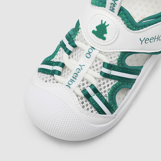 YEEHOO children's shoes summer breathable infant sandals soft sole non-slip toddler shoes mesh sandals antibacterial shoes white green size 23 recommended foot length 13-14cm
