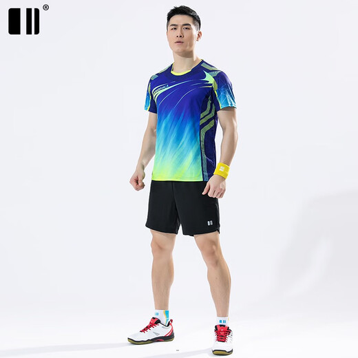 Odd and even size badminton sports suit summer new couple tennis suit short-sleeved jersey table tennis suit group purchase men's blue short-sleeved suit C11836+12241 XXL