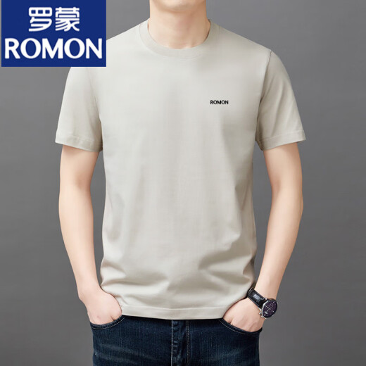 罗蒙（ROMON）男士短袖t恤夏季新款潮流棉简约圆领上衣休闲凉感体恤衫男T YS9929藏青【带标】 均码 105【90-110斤】
