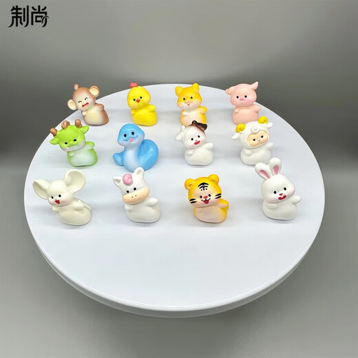 创意歪头十二生肖diy装饰品配件迷你桌面小摆件儿童玩具模型礼物 迷你可爱十二生肖12款