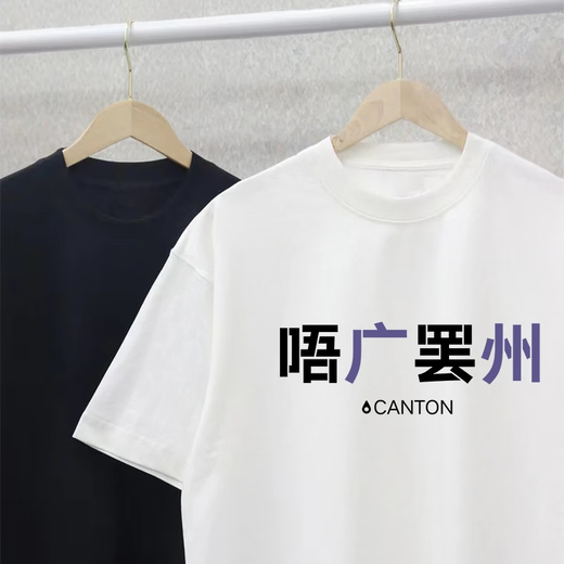 FANQI对唔海珠唔广罢州成旧番禺粤语文化T恤短袖谐音梗半袖衣服 白色 G733 广州 S (80-90斤)