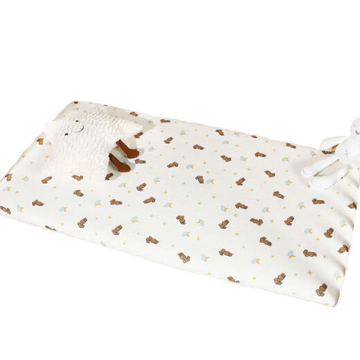 Crib fitted sheet pure cotton children's bed sheet mattress cover kindergarten baby bed cover waterproof splicing bed summer four seasons 10A level antibacterial sprout flower 60*120cm