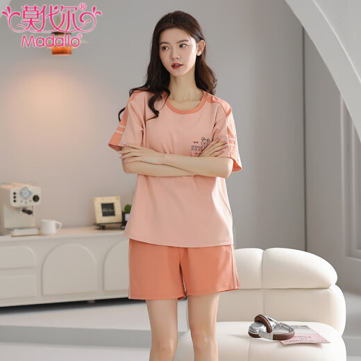 Modal summer pure cotton pajamas women's pullover round neck short sleeve suit thin comfortable and casual women can wear home clothes outside Z9859 XL [recommended 120-140Jin [Jin equals 0.5 kg]]