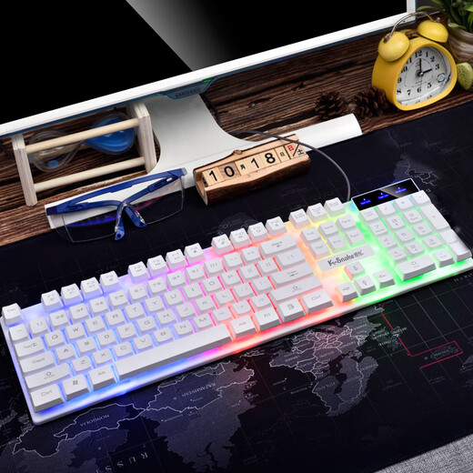 Viper KM320 Tastatur- und Mausset, leuchtend, Internetcafé, Internetcafé, LOL-Spiel, wasserdicht, leuchtende Hintergrundbeleuchtung, Tastatur- und Mausset K4, gemischte Farbe, Weiß (einzelne Tastatur)