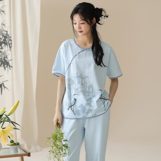 小众衣领印花设计国风元素设计舒适女士家居服睡衣YZT-9903女 YZT-9905女 M