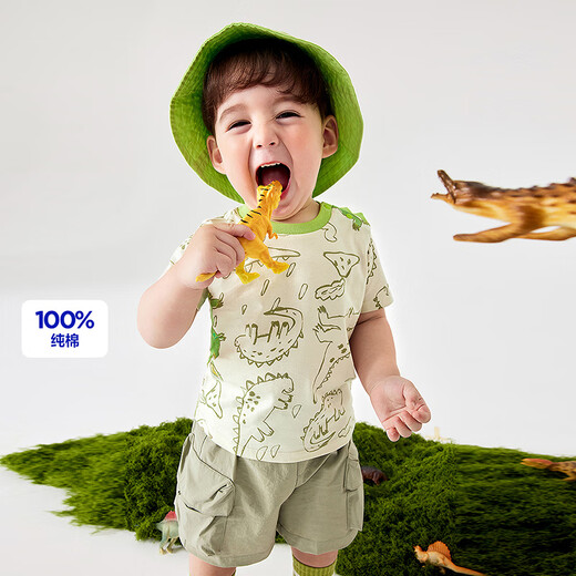 Mini Bala boys short-sleeved T-shirt summer children's style non-sweat-friendly top pure cotton quick-drying