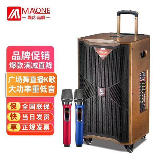 MALONE M-8918 outdoor square dance audio high-power heavy bass live singing karaoke performance with Bluetooth sound card wireless microphone portable trolley speaker