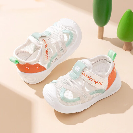 Zhenwu Baby Infant Sandals Non-slip Soft Soled Toddler Shoes Men and Women Breathable 1-3 Years Old Summer Newborn Shoes Polka Dot Breathable Mesh Summer Sandals - Sky Blue 18