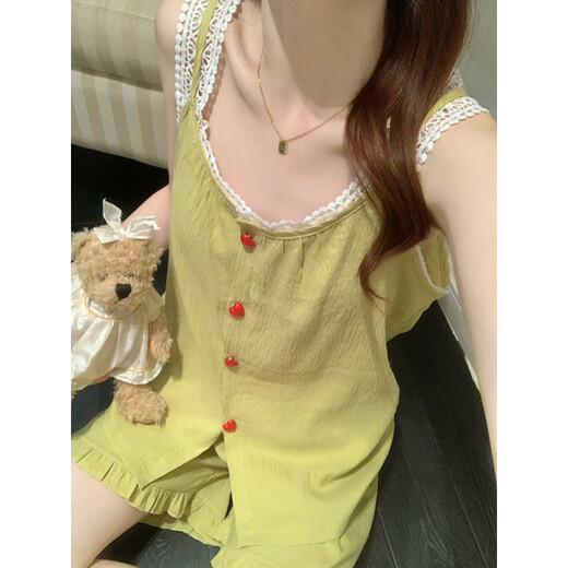 
Modal Yunduo cotton pajamas for women in summer with chest pad sexy suspender set fashionable women's home clothes can be worn outside 9226 powder M (80-100Jin [Jin equals 0.5 kg])