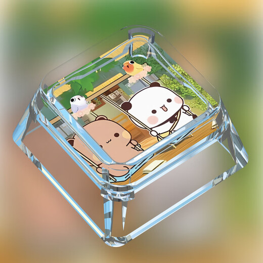 达闻西一二布布限量表情包键帽单个卡通动漫十字轴创意可爱透明机械键盘 B694-FM-亲亲 【一二布布】PC透明个性键帽