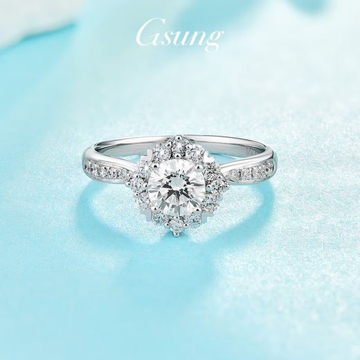 GsunG platinum diamond ring for women, brilliant PT950 pure platinum ring, fashionable and shiny proposal, wedding and Chinese Valentine's Day gift. Priced by gram. Contact before bidding.