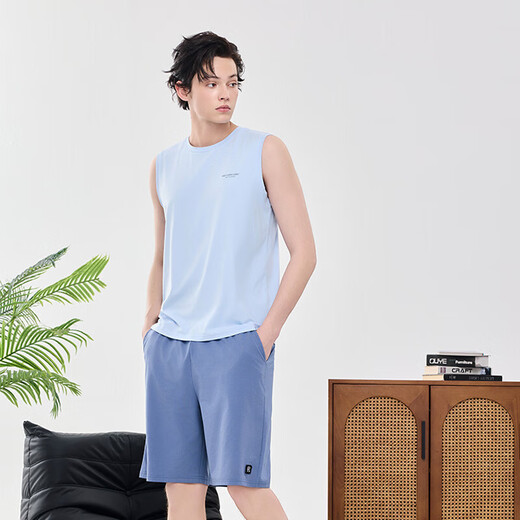 Cool vest shorts summer thin men's pajamas Lanjing Modal cotton pajamas men's home clothing set Light gray/rock gray BXM677B 3XL