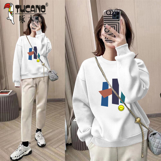 Woodpecker 2025 Printemps, automne et hiver NOUVEAU COU ROND COUP LONG STACKET à manches longues T-shirt pour femmes de style paresseux Top en veste pour les femmes en milieu de longueur [681 gris à fleurs] G1506 L 90-110Jin [Jin est égal à 0,5 kg]
