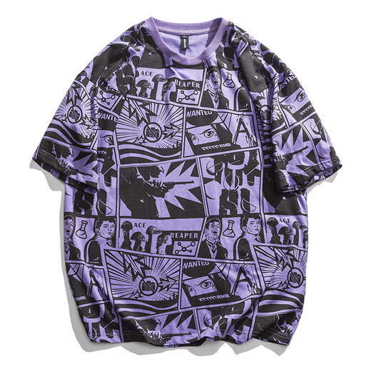 Summer new blockbuster comic printed short-sleeved T-shirt-HT1585 Hong Kong style white M