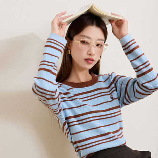 Tricolor wool + mulberry silk plus size women's 2025 winter new round neck knitted sweater for fat girls