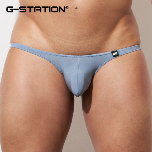 G-STATION high-end unlimited Japanese small style men's thong, smooth and skin-friendly, sexy tight low-waisted thong underwear, blue 2XL (for small sizes, it is recommended to go up 1-2 sizes)