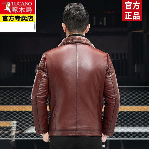 啄木鸟（TUCANO）海宁真皮皮衣水貂绒内胆绵羊皮派克服男士貂皮大衣男皮草外套冬厚 红棕色 M 165码-100-115斤