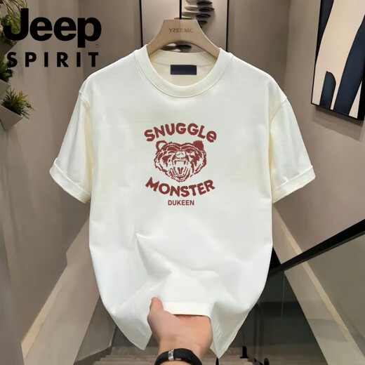 Jeep (JEEP) summer short-sleeved T-shirt for men summer new casual sports fashion half-sleeved round neck loose t-shirt top Gentleman black 848 3XL 150-170Jin [Jin equals 0.5 kg]