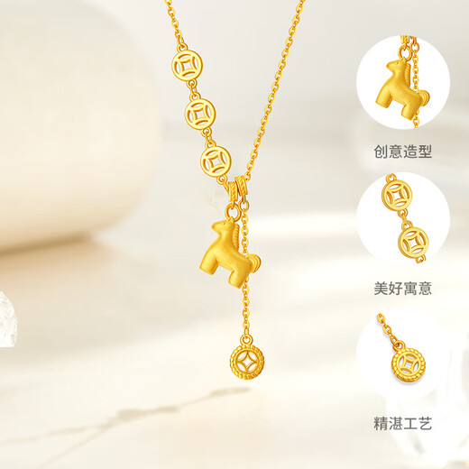Chow Tai Sang Silver Necklace Make Money Immediately Necklace New Chinese Style Gift for Girlfriend and Wife Holiday Anniversary Birthday Gift Make Money Immediately Necklace