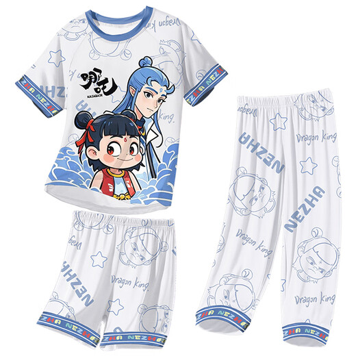 
Balabala official website children's pajamas little boy modal thin summer boy big children three-piece set home clothes Nezha 2025 new model 1M--ST-12353 170 12 sizes (120-130)cm