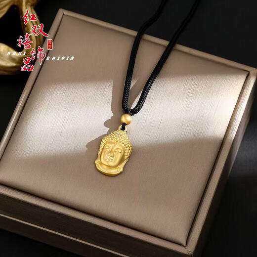 OIDSG Old Phoenix 999 Sand Gold Pendant Boutique Large Buddha Head Pendant Gold Shop Tathagata Buddha Black Rope New Chinese Style Necklace Solid Guanyin 30g M