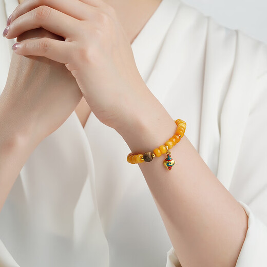 Potala Palace Beeswax Bracelet Agarwood and Tian Jade Transfer Bead Tray Play Bead String Amber New Chinese Style Bracelet for Men and Women Birthday Gifts