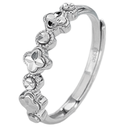 Lao Fengxiang pt50 platinum small lucky imitation diamond four-leaf clover women's ring as a birthday gift for girlfriend and wife platinum about 3.19g