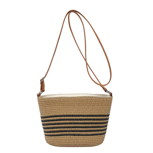 Super hot small bag for women spring and summer 2025 new versatile crossbody bag woven straw woven bag high-end beach bag black