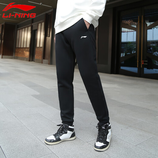 Li Ning fleece sweatpants men's 2025 autumn and winter new warm and cold-proof leggings sweatpants comfortable casual loose long pants for men