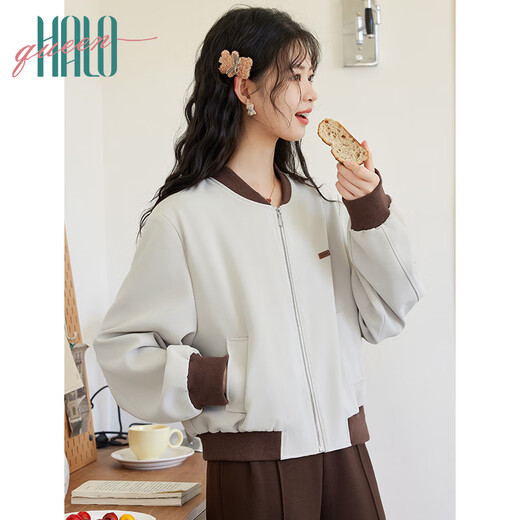 Halo Queen short jacket for women's wilderness Maillard spring and autumn casual baseball uniform jacket new product H143U2014