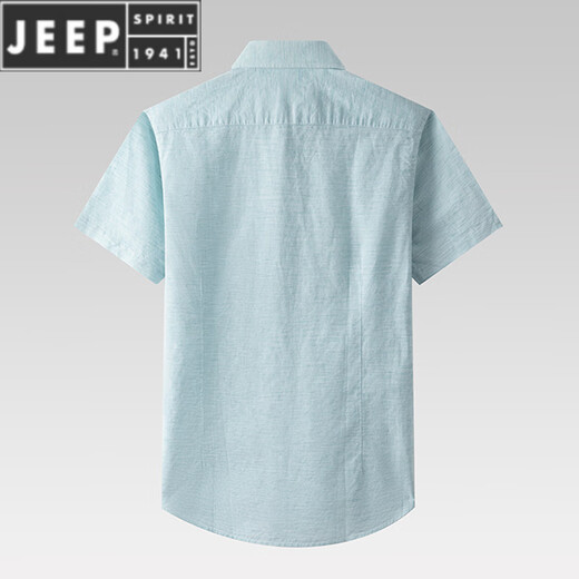JEEP SPIRIT亚麻衬衫男短袖衬衣薄款男装中国风夏季棉麻男士休闲短袖上衣透气 浅绿 S 165/84A/3895-105斤