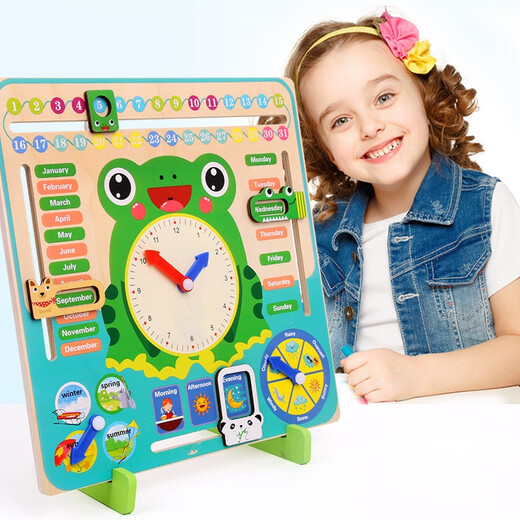 Shantoulin Village Ganzes Gehirn Klassenzimmer Sieben-in-eins vertikaler Wetterkalender Uhr Kinder 3-6 Jahre vier Jahreszeiten Zeitkognitive Toys