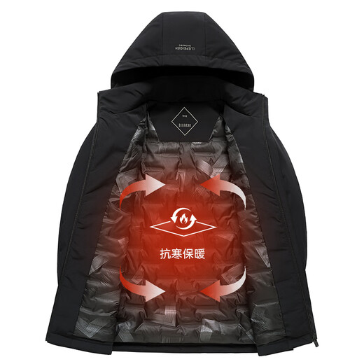 Flying in the Snow-Jacke, Daunenjacke, Herbst und Winter, klassisch, modisch, lässig, vielseitig, trendig, mittellang, stilvoll, für Herren, Schwarz, 3XL 190