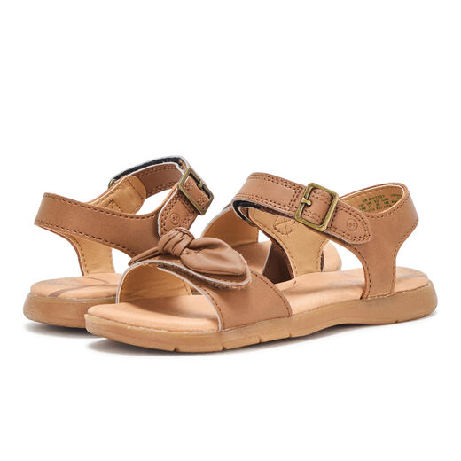 Stride Rite Girls Sandals Wide Leather Open Toe Adjustable Ankle Strap Tan 6 Wide Little Kid