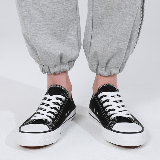 Captain illy casual shoes for men and women classic star canvas shoes low-cut breathable sports sneakers A21203 black men's 41