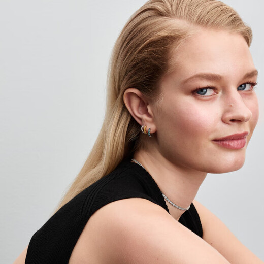 PANDORA (PANDORA) yellow star same style light blue simple earrings bead inlay craft sparkling earrings fresh gift birthday gift for girlfriend