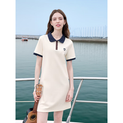 
Baitu betu women's clothing 2025 summer new short-sleeved dress Yuanqi Academy style age-reducing skirt women 2505T69 apricot M