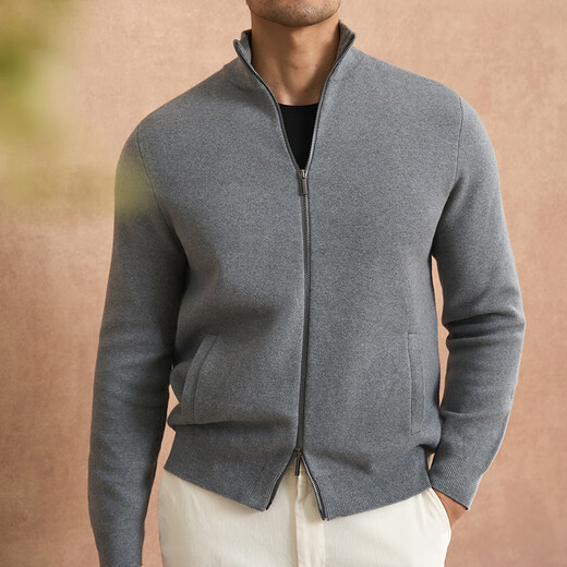 VDJ Brand Cashmere Jacket Men's Winter Jacket Stand Collar Versatile Casual Cardigan Anti-wrinkle Stretch Heavyweight Long Sleeve Black Thick Section-High-End Gift Box XL (180-China-CN-Height)