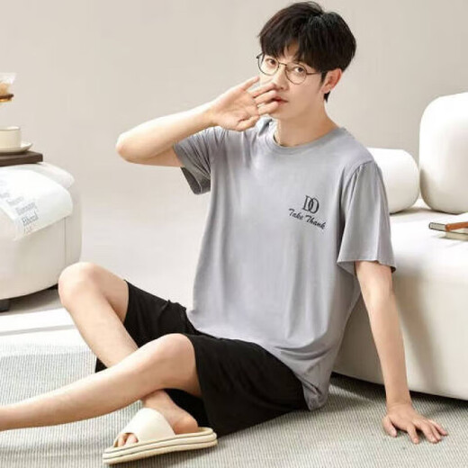 
Sangqin pajamas men's summer loose shorts and thick-size thin summer home clothing suits for men wearing L[Craft 6624 men's home clothing XL [Suggested 120-140Jin[Jin equals 0.5 kg]]