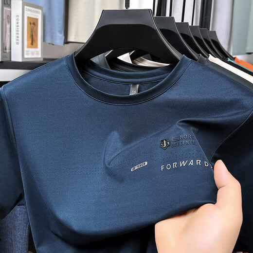 VANCL (VANCL) Lei Jun's new ice silk men's short-sleeved casual loose fashion T-shirt trendy printed top letter classic FXL-36-9898 dark gray M